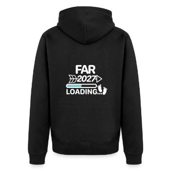 Far 2027- Papa 2027 Schwedisch - Unisex Premium Bio Zip Hoodie - Schwarz - Hinten - Nico (187cm)