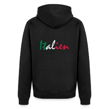 italy - Unisex Premium Organic Zip Hoodie - black - Back - Nico (187cm)