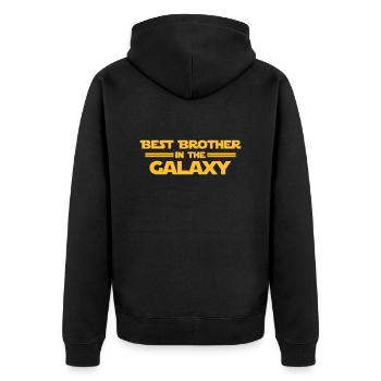 Best Brother in the Galaxy - Unisex Premium Bio Zip Hoodie - Schwarz - Hinten - Nico (187cm)