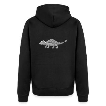 Dino 9 - Unisex Premium Bio Zip Hoodie - Schwarz - Hinten - Nico (187cm)