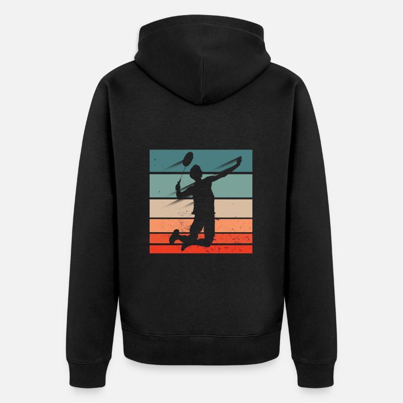 Joueur de badminton Jump Smash - Veste à capuche bio Premium Unisexe - noir