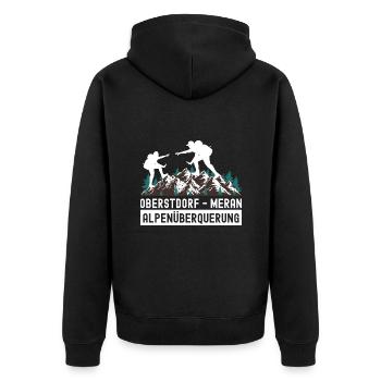 Crossing the Alps Oberstdorf Merano E5 long-distance hiking trail - Unisex Premium Organic Zip Hoodie - black - Back - Nico (187cm)