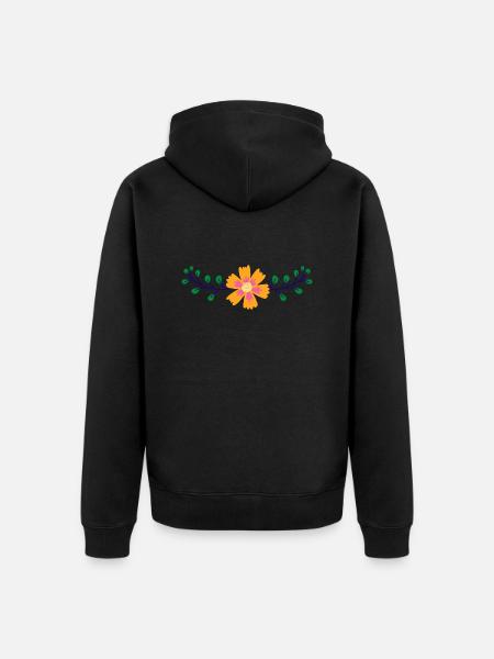 Flower Blume Pflanze - Unisex Premium Bio Zip Hoodie - Schwarz