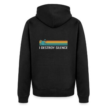 Batteur Rétro Je détruis le silence Dictons - Veste à capuche bio Premium Unisexe - noir - Dos - Nico (187cm)