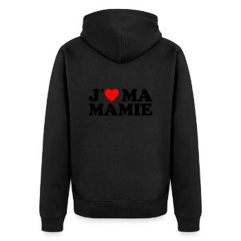 J'aime Ma Mamie Cadeau Grand-mère Coeur Rouge - Veste à capuche bio Premium Unisexe - noir - Dos - Nico (187cm)