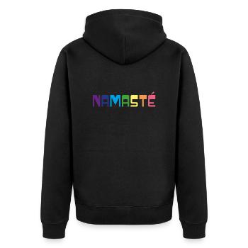 Fierté arc-en-ciel Yoga T-Shirt | Namasté - Veste à capuche bio Premium Unisexe - noir - Dos - Nico (187cm)