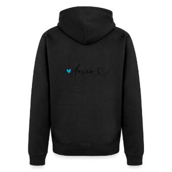 Aaron Nom Prénom Calligraphie coeur - Veste à capuche bio Premium Unisexe - noir - Dos - Nico (187cm)
