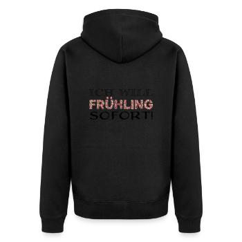 Ich will Frühling. Sofort! - Unisex Premium Bio Zip Hoodie - Schwarz - Hinten - Nico (187cm)
