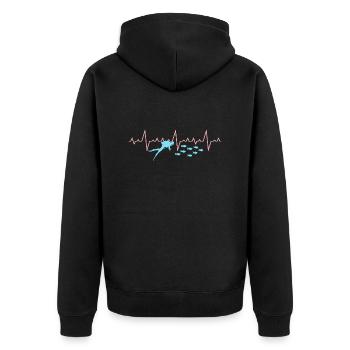 Taucher Herzschlag Tauchen Dive - Unisex Premium Bio Zip Hoodie - Schwarz - Hinten - Nico (187cm)
