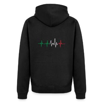 heartbeat Italy - Unisex Premium Organic Zip Hoodie - black - Back - Nico (187cm)