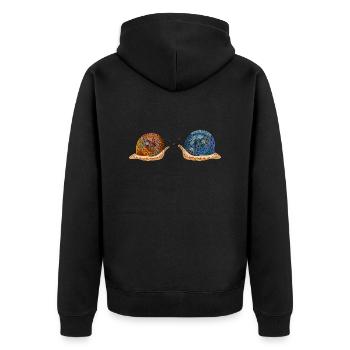 Schnecken - Unisex Premium Bio Zip Hoodie - Schwarz - Hinten - Nico (187cm)