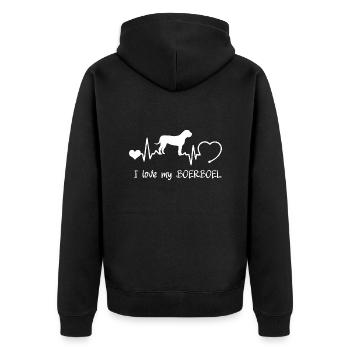 Boerboel mit Herzschlag - Unisex Premium Bio Zip Hoodie - Schwarz - Hinten - Nico (187cm)