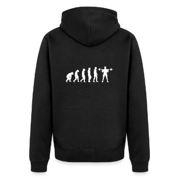 Fitness Sport Bodybuilding Sportler Fitnesssport - Unisex Premium Bio Zip Hoodie - Schwarz - Hinten - Nico (187cm)