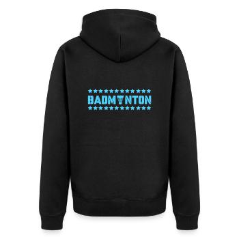 badminton - Unisex Premium Bio Zip Hoodie - Schwarz - Hinten - Nico (187cm)