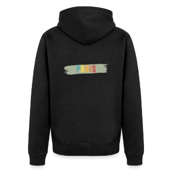 Paris - Unisex Premium Bio Zip Hoodie - Schwarz - Hinten - Nico (187cm)