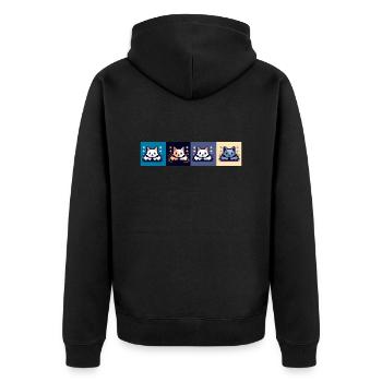 Cat attack - Unisex Premium Organic Zip Hoodie - black - Back - Nico (187cm)