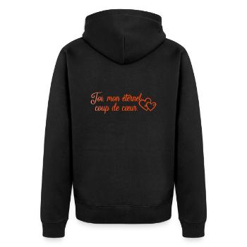 VALENTINSTAG HERZ LIEBE LIEBE ROSE 8 - Unisex Premium Bio Zip Hoodie - Schwarz - Hinten - Nico (187cm)