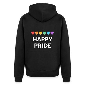 Happy Pride Rainbow hearts Mois de la fierté LGBTQ - Veste à capuche bio Premium Unisexe - noir - Dos - Nico (187cm)