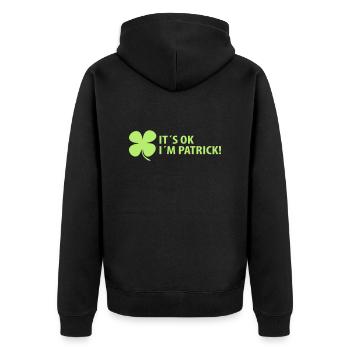 shamrock it´s ok i´m patrick - Unisex Premium Organic Zip Hoodie - black - Back - Nico (187cm)