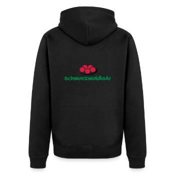 Schwarzwaldbub + Bollenhut - Unisex Premium Bio Zip Hoodie - Schwarz - Hinten - Nico (187cm)