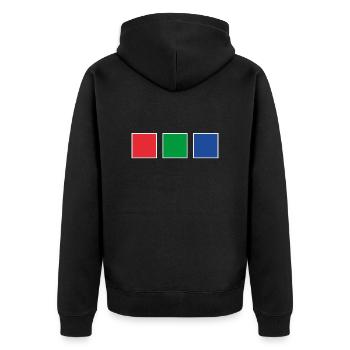 RGB - Unisex Premium Bio Zip Hoodie - Schwarz - Hinten - Nico (187cm)