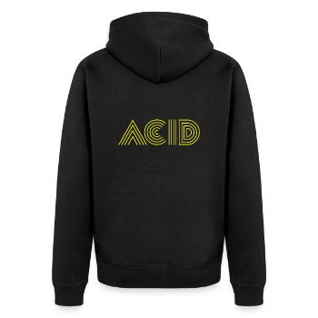acid house techno - Unisex Premium Bio Zip Hoodie - Schwarz - Hinten - Nico (187cm)