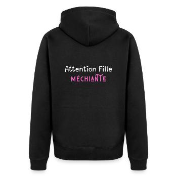 attention fille méchiante - Veste à capuche bio Premium Unisexe - noir - Dos - Nico (187cm)