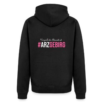 Erzgebirge Vergiss deine Heimat nicht - Unisex Premium Bio Zip Hoodie - Schwarz - Hinten - Nico (187cm)