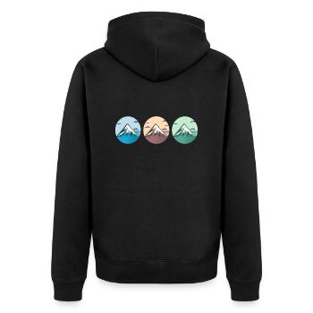 Gebirgslandschaft Geometrische Kunst - Unisex Premium Bio Zip Hoodie - Schwarz - Hinten - Nico (187cm)