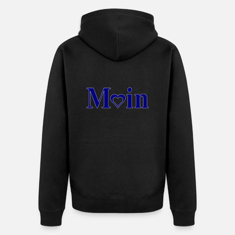 Moin mit Herzchen - Unisex Premium Bio Zip Hoodie - Schwarz