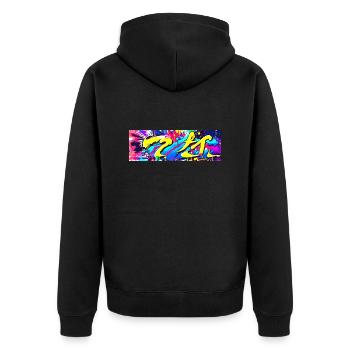 Graffiti tache de couleur Streetart - Veste à capuche bio Premium Unisexe - noir - Dos - Nico (187cm)