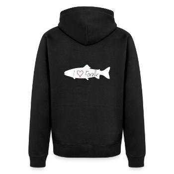 I love Trout white transparent - Unisex Premium Organic Zip Hoodie - black - Back - Nico (187cm)