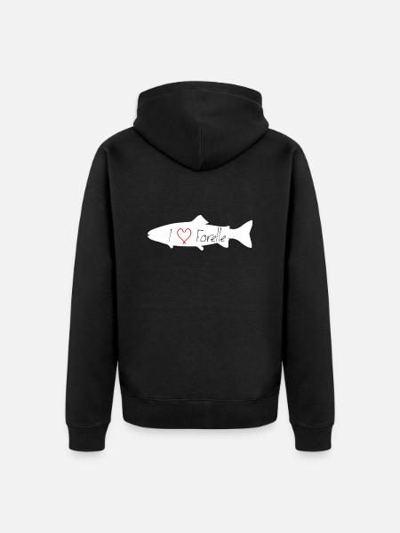 I love Trout white transparent - Unisex Premium Organic Zip Hoodie - black