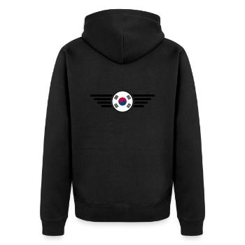 Südkorea Stil Design T-Shirt - Unisex Premium Bio Zip Hoodie - Schwarz - Hinten - Nico (187cm)