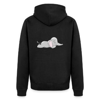 Sleeping cute baby elephant - Unisex Premium Organic Zip Hoodie - black - Back - Nico (187cm)