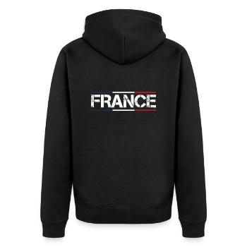 FRANKREICH Flagge und Emblem von Frankreich. Ertragen - Unisex Premium Bio Zip Hoodie - Schwarz - Hinten - Nico (187cm)