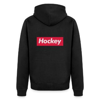 Hockey Red Bar - Unisex Premium Bio Zip Hoodie - Schwarz - Hinten - Nico (187cm)