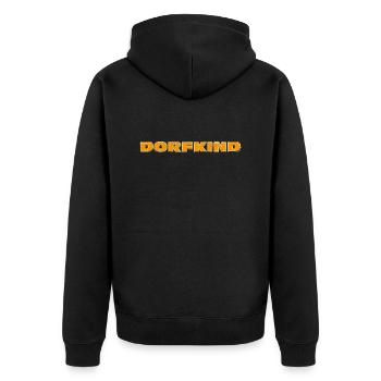 DORFKIND - Unisex Premium Bio Zip Hoodie - Schwarz - Hinten - Nico (187cm)
