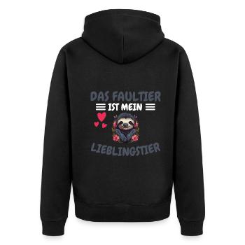 Lieblingstier Tropisches Tier Geschenk Faultier - Unisex Premium Bio Zip Hoodie - Schwarz - Hinten - Nico (187cm)