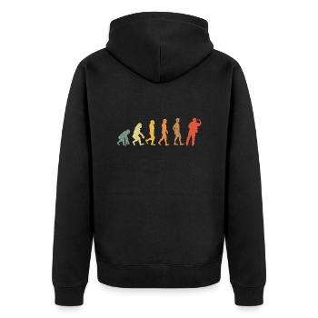 Darts Dart Evolution vintage retro - Unisex Premium Bio Zip Hoodie - Schwarz - Hinten - Nico (187cm)