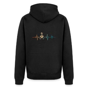 Battement de coeur rétro coiffeur - Veste à capuche bio Premium Unisexe - noir - Dos - Nico (187cm)