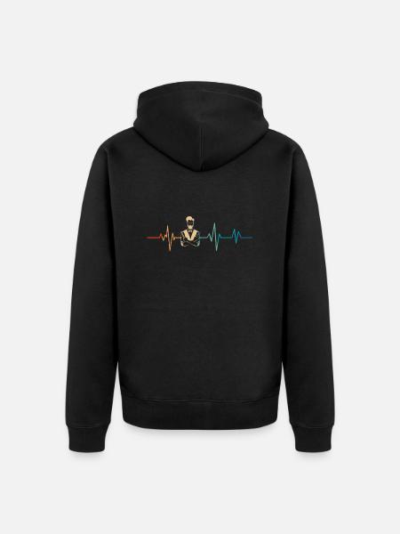 Heartbeat Retro Friseur - Unisex Premium Bio Zip Hoodie - Schwarz