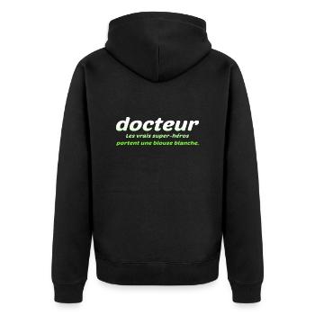 Arzt, Arzt, Krankenschwester, Gesundheit und weißer Kittel - Unisex Premium Bio Zip Hoodie - Schwarz - Hinten - Nico (187cm)