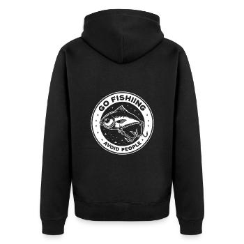 Go fishing, avoid people, rest by the water - Unisex Premium Organic Zip Hoodie - black - Back - Nico (187cm)