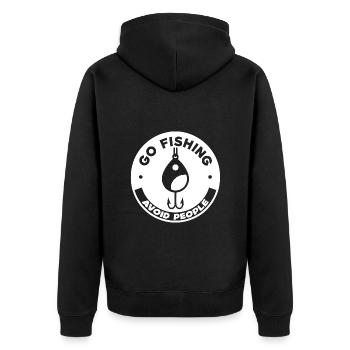 Go fishing, avoid people, rest by the water - Unisex Premium Organic Zip Hoodie - black - Back - Nico (187cm)