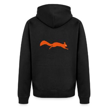 Eichhörnchen springt - Unisex Premium Bio Zip Hoodie - Schwarz - Hinten - Nico (187cm)