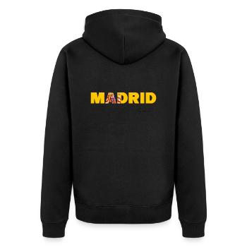 Madrid Lettering with Spanish Flag Colors - Unisex Premium Organic Zip Hoodie - black - Back - Nico (187cm)