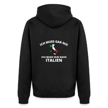 Italien - Unisex Premium Bio Zip Hoodie - Schwarz - Hinten - Nico (187cm)