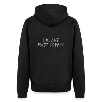 ok premier café café disant police petit déjeuner - Veste à capuche bio Premium Unisexe - noir - Dos - Nico (187cm)
