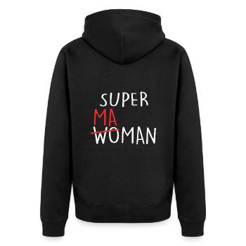 Super Maman | Fête des Mères | Cadeau Maman - Veste à capuche bio Premium Unisexe - noir - Dos - Nico (187cm)
